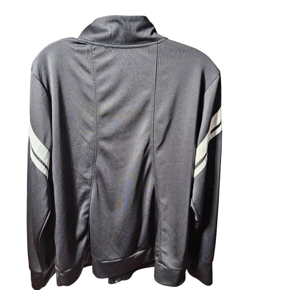 Made For Life Mens XL Black Track Jacket Polyester White Stripes - Picture 4 of 4